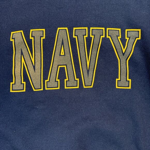 US Navy Men’s Sweatshirt M Blue Gold Logo Crewneck Pullover Made in USA Soffe - Picture 4 of 8